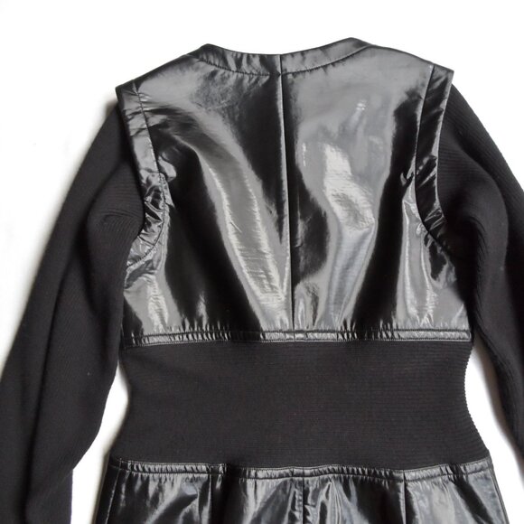 NWT$1050 RUNWAY COLLECTION Yigal Azrouel Knit Long Sleeves Leather Midi Dress 10 - Picture 14 of 16